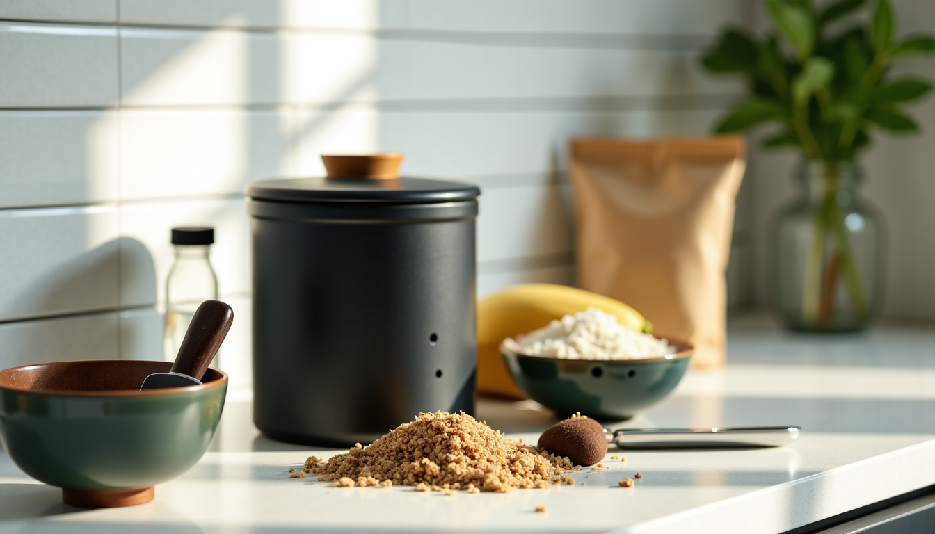 Illustration : au-delà du composteur lui-même, quelques outils et matériaux — débuter le compostage en appartement : quel équipement pour la première fois