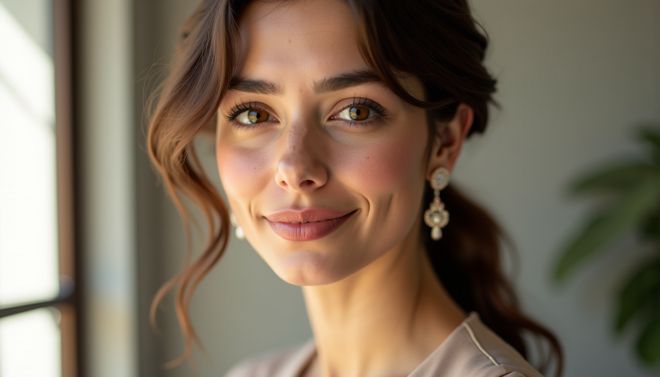 Illustration : avec un front large et un menton plus — boucles d'oreilles : 7 critères pour trouver la paire idéale
