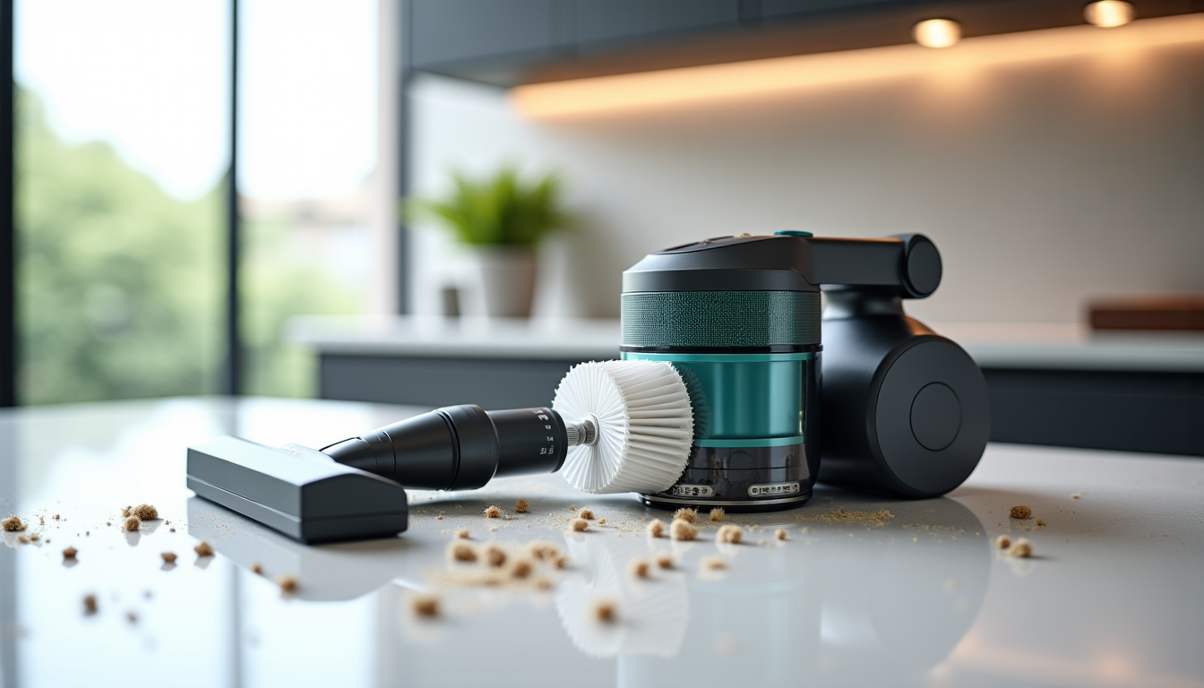 Reconnaître un aspirateur portable de qualité : les signes Illustration : grosses particules, un filtre principal et un filtre — reconnaître un aspirateur portable de qualité : les signes
