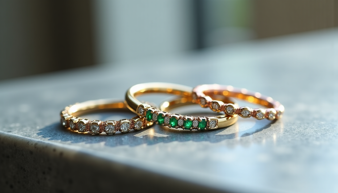 Illustration : le choix des gemmes doit s'aligner sur l'esthétique — reconnaître une bague empilable de qualité : finitions et alliages