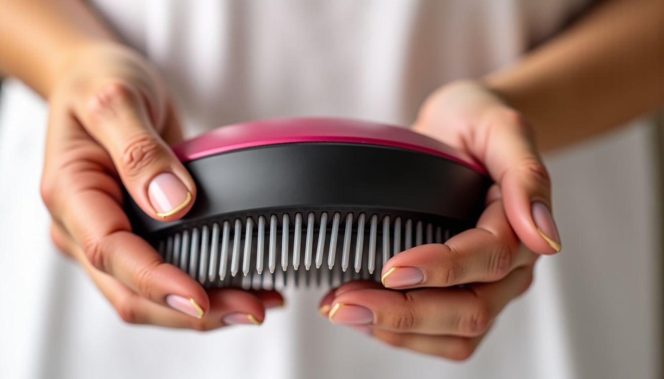 Brosses pour cheveux bouclés : recommandées pour quels types de boucles Illustration : caractérisée par des rangées de picots en nylon — brosses pour cheveux bouclés : recommandées pour quels types de boucles