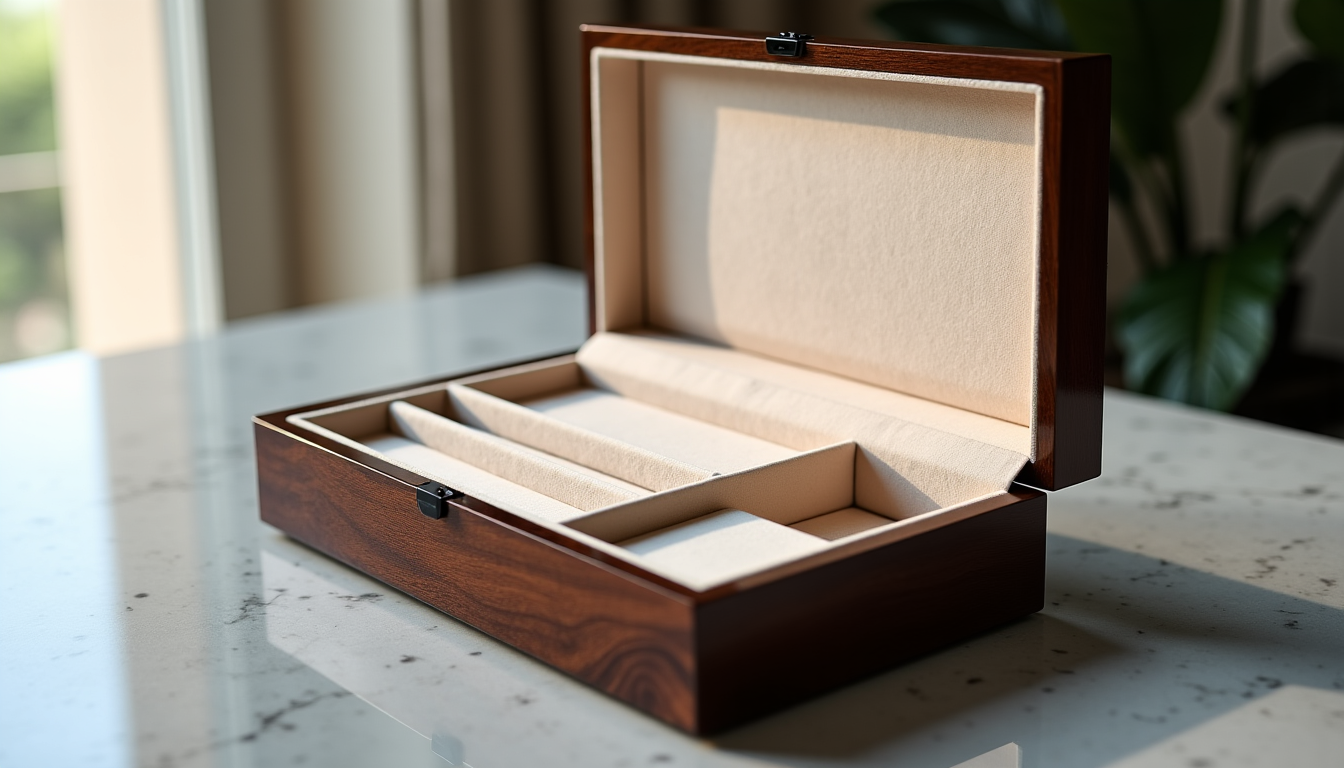 Illustration : ces revêtements intérieurs ne sont pas seulement esthétiques — choisir un coffret bijou : matière, finition et compartiments