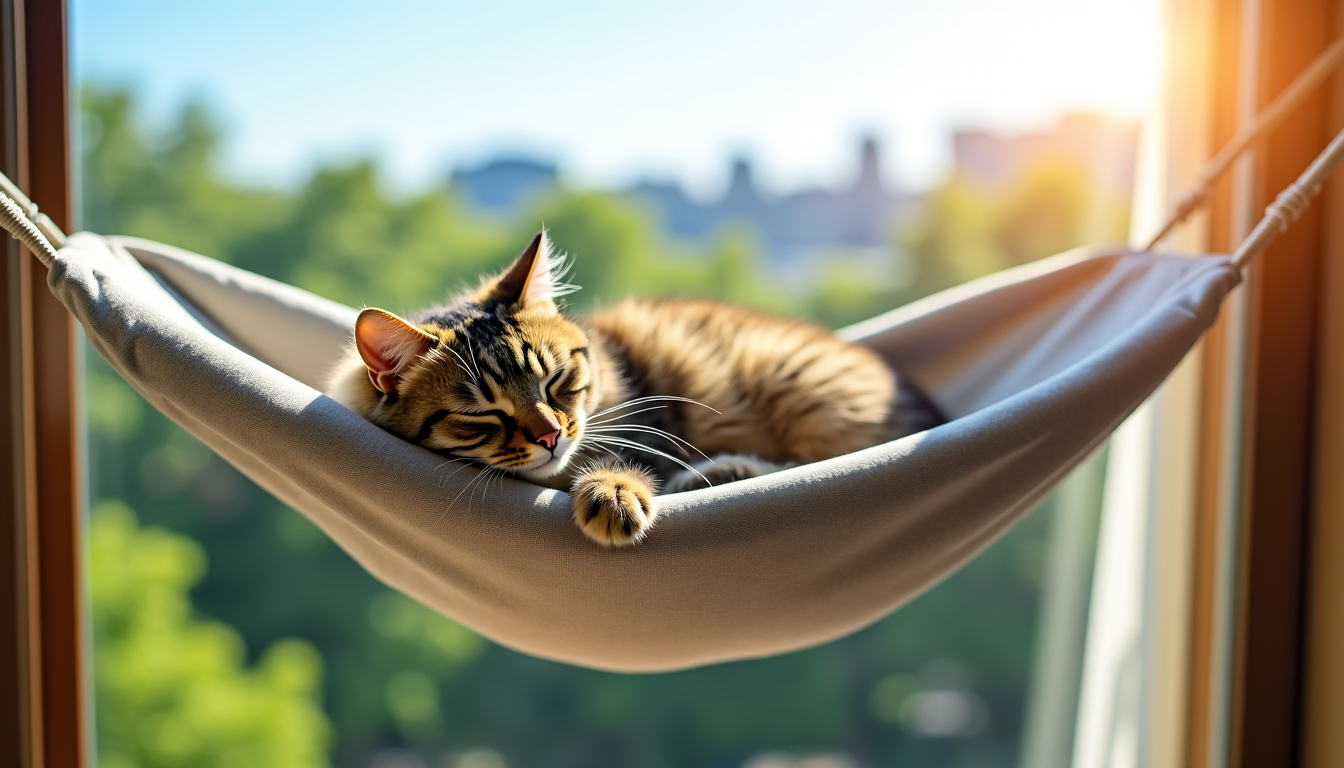 Illustration : l'achat initial d'un hamac pour chat sur vitre — prix d'un hamac pour chat sur vitre : budget complet