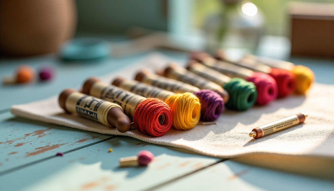 Illustration : la palette de couleurs est un autre atout — choisir son kit de broderie : toile, fils dmc et niveau de difficulté