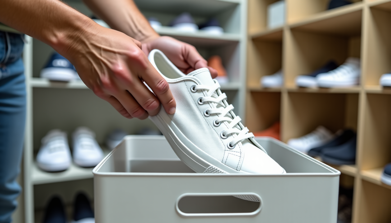Illustration : assurez-vous que les chaussures sont parfaitement sèches avant — ranger ses chaussures en boîtes : par où débuter ?