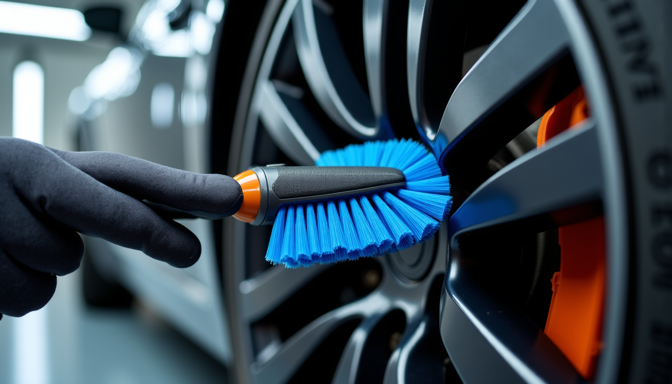 Illustration : de manœuvrer la tête de la brosse sans — reconnaître une brosse à jantes durable : résistance et ergonomie