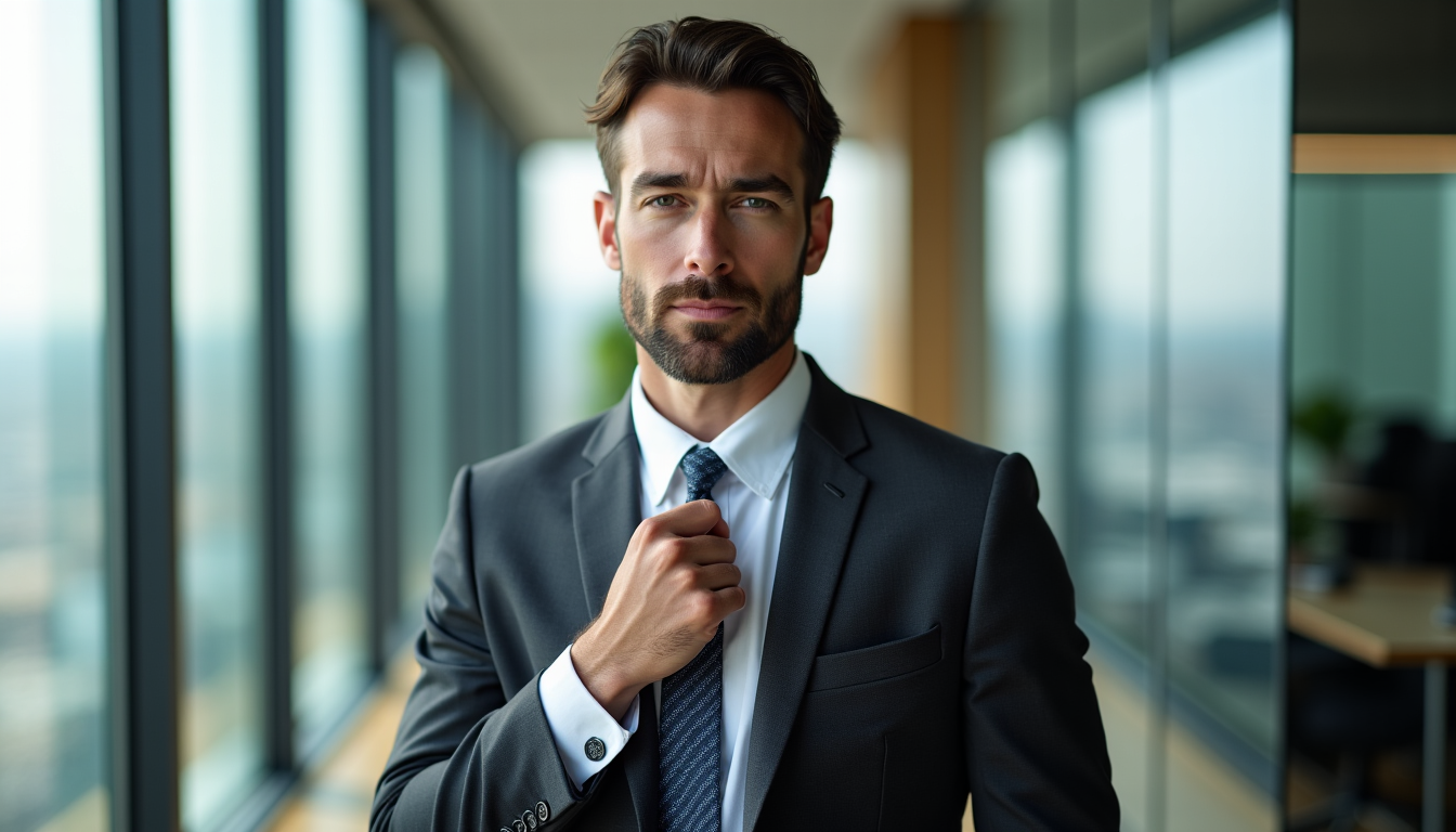 Illustration : "l'élégance est une question d'attitude, mais aussi d'attention — 7 erreurs qui ruinent un costume professionnel
