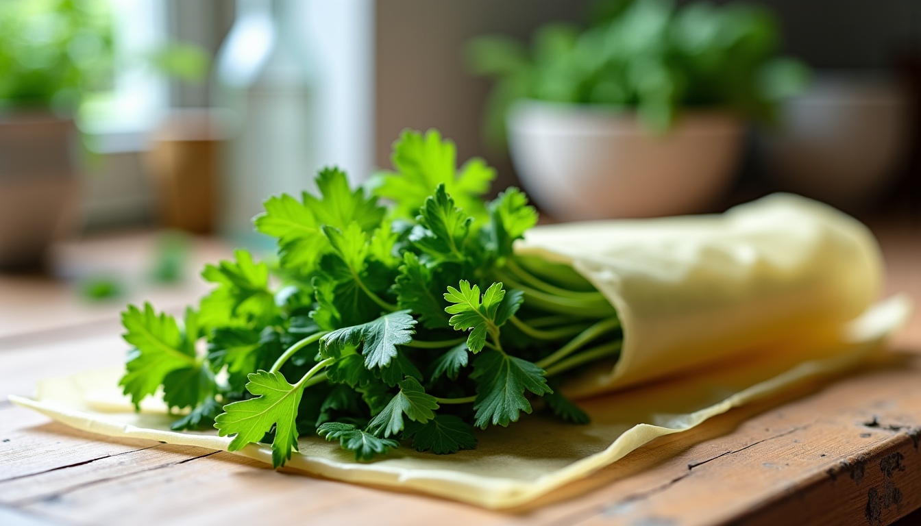Emballages à la cire : pour quels usages alimentaires sont-ils adaptés Illustration : si vous emballez des herbes aromatiques, lavez-les, séchez-les — emballages à la cire : pour quels usages alimentaires sont-ils adaptés