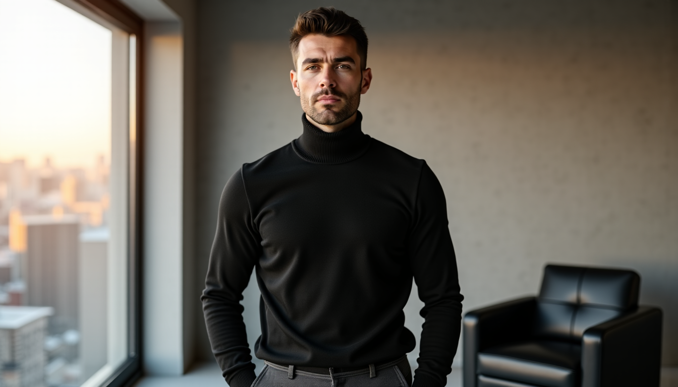 Illustration : ne surcharge visuelle. un look épuré mettra davantage — 7 erreurs qui ruinent votre look en col roulé homme