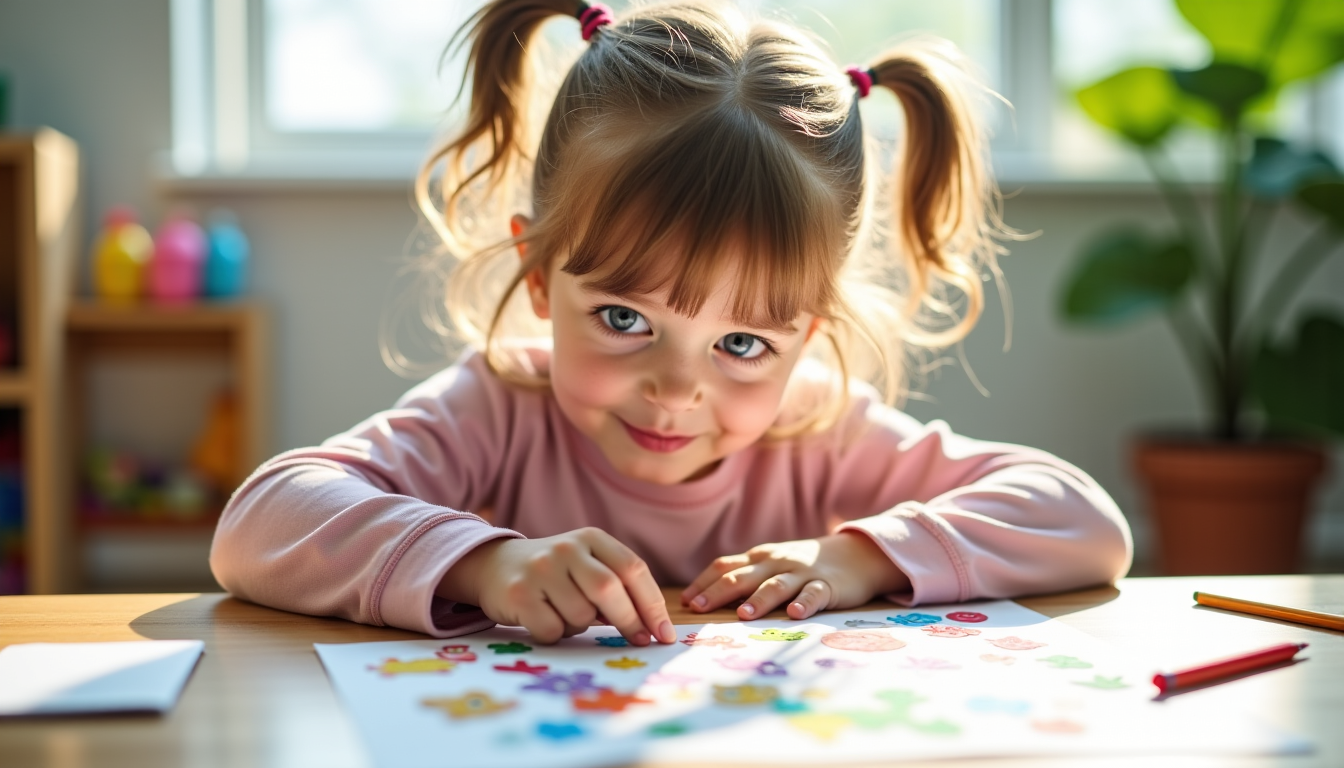 Activités avec autocollants : âges concernés et enfants qui en profitent le plus Illustration : c'est l'âge idéal pour les activités de complétion — activités avec autocollants : âges concernés et enfants qui en profitent le plus