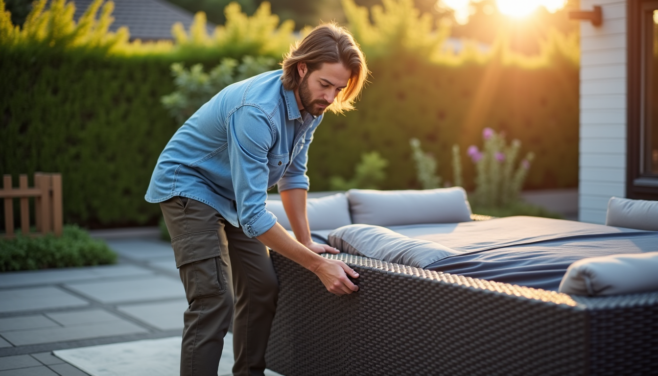 Illustration : l'installation d'une housse de protection, bien que simple — protéger sa terrasse avec une housse : méthode en 5 étapes