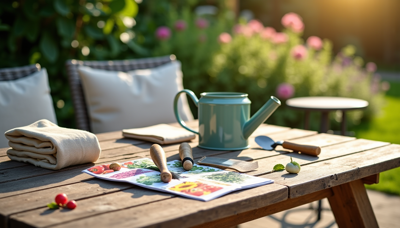 Illustration : conséquent, allant de quelques dizaines à plusieurs centaines — budget pour équiper son jardin : outils, semences et mobilier de terrasse