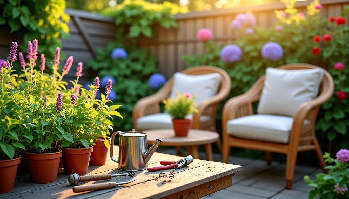 Illustration : les plantes sont le cœur battant de tout — budget complet pour équiper un jardin : outils, plants et mobilier extérieur