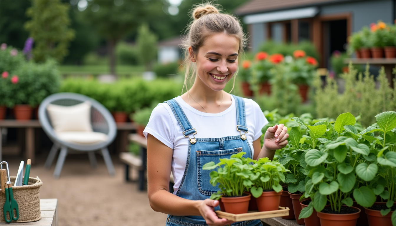 Illustration : les pépinières locales et les jardineries sont d'excellentes — budget pour aménager un jardin : mobilier, plants et outils de base