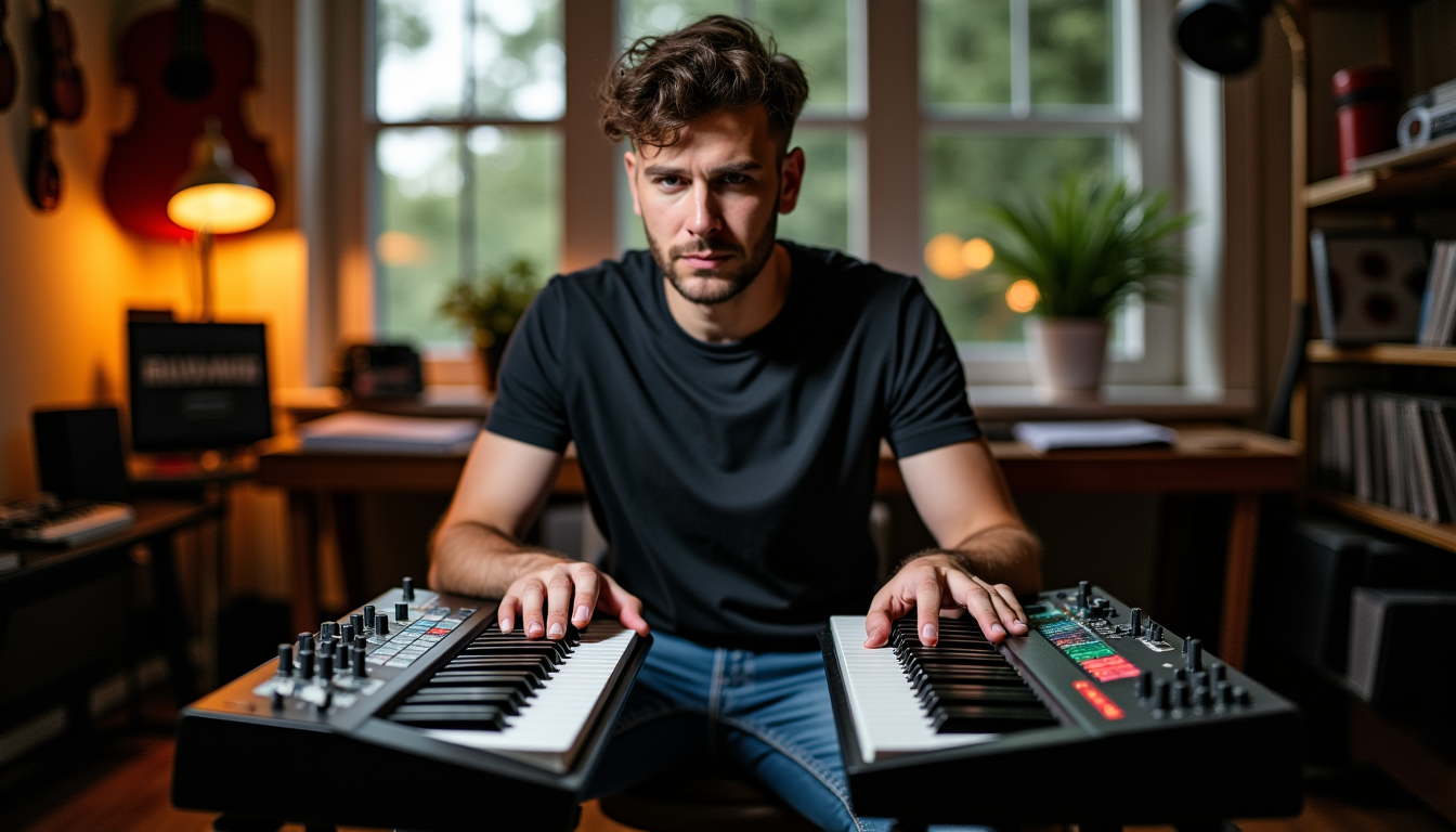 Illustration : tandis qu'un créateur musical trouvera un piano numérique — piano numérique ou clavier arrangeur : lequel correspond à votre pratique musicale ?