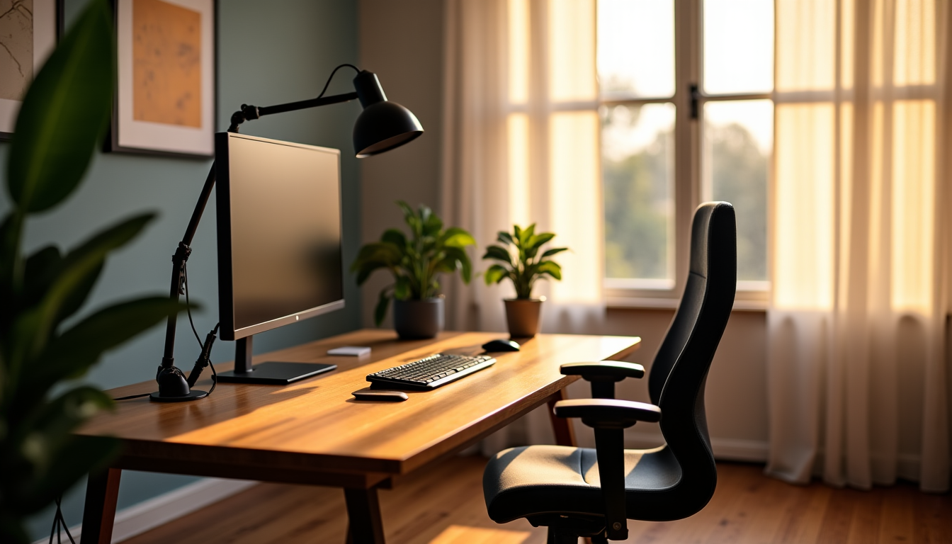 Illustration : l'éclairage ambiant mérite aussi votre attention. une lampe — équiper son poste de travail pc : méthode complète en 6 étapes