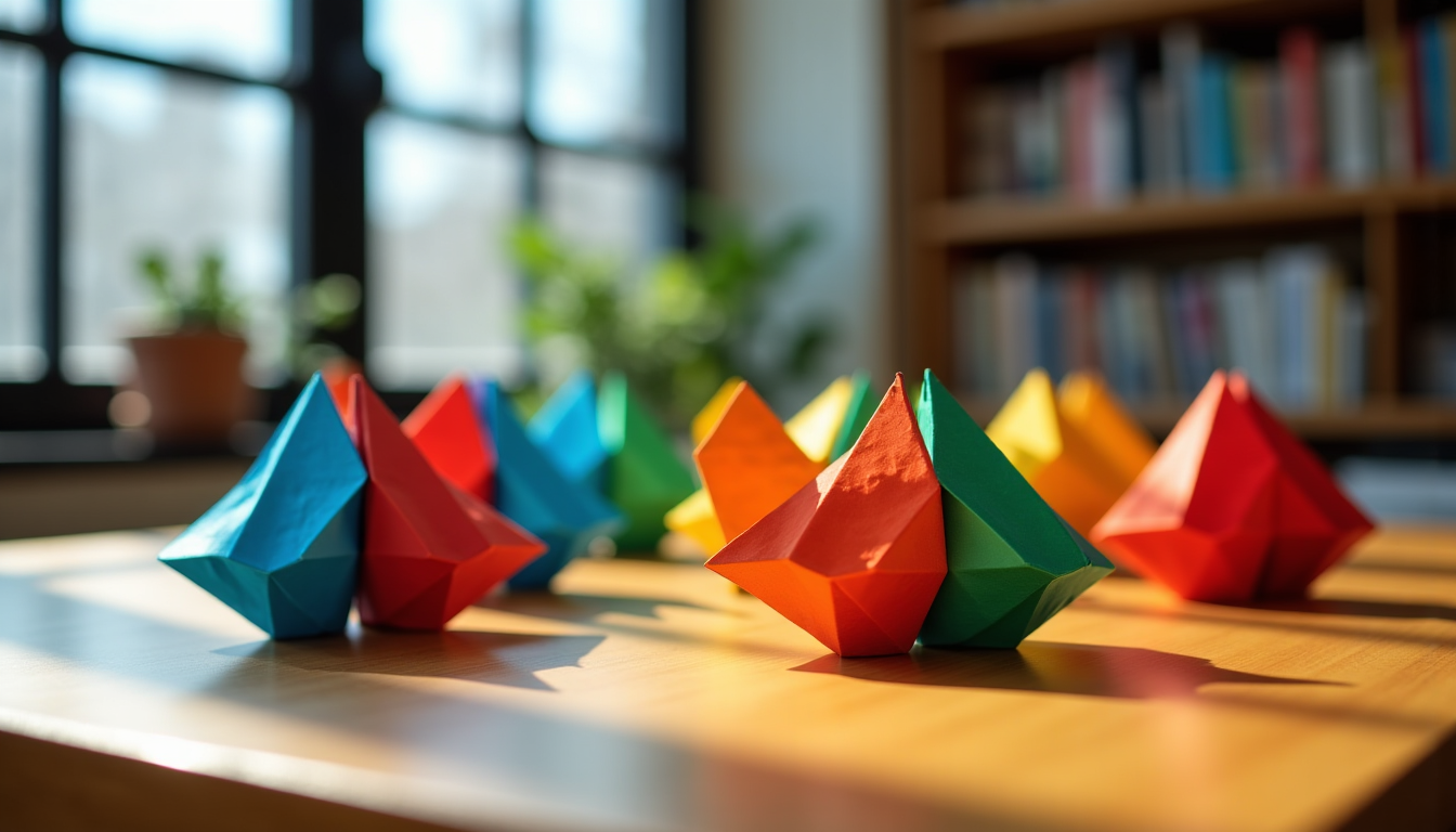 Illustration : les créateurs chevronnés planifient ces mariages de couleurs — le papier recto verso change tout en origami modulaire