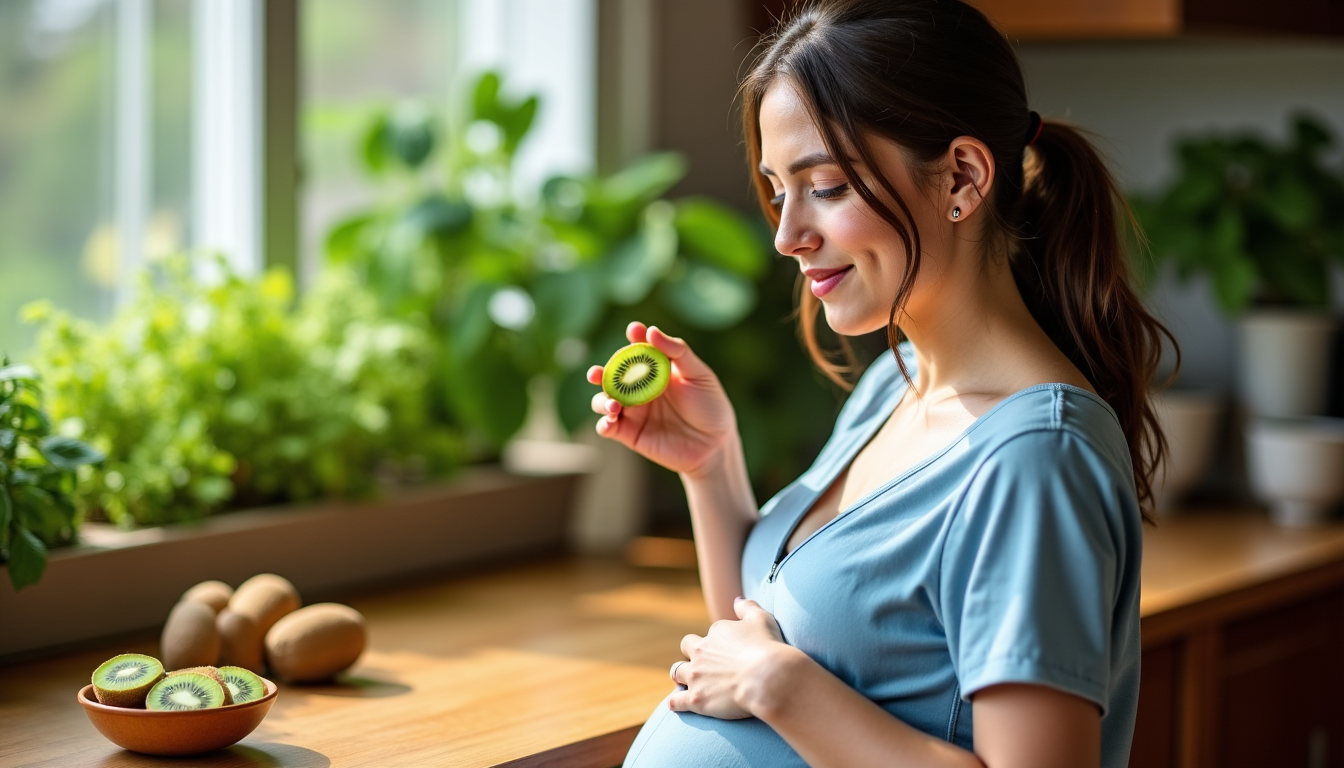 Illustration : lièrement pertinente grâce à la concentration élevée de — manger du kiwi pendant la grossesse et ses bienfaits essentiels