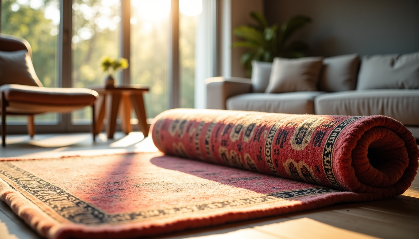 Illustration : le système d'enroulement mérite une attention particulière. les — tapis enroulable et accessoires : gain de place et confort d'assemblage