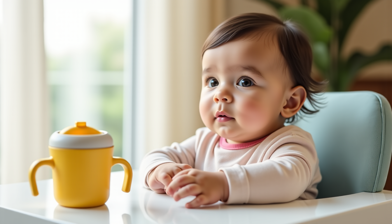 Illustration : icone délimitant l'espace repas verres ergonomiques avec découpe — équiper bébé pour l'alimentation : méthode complète en 7 étapes