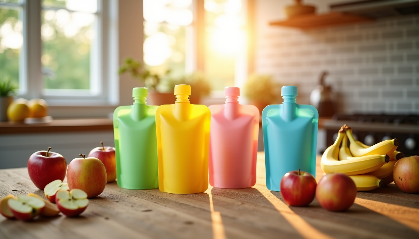 Combien coûte l'équipement complet pour les repas de bébé Illustration : les gourdes réutilisables pour compotes représentent une solution — combien coûte l'équipement complet pour les repas de bébé