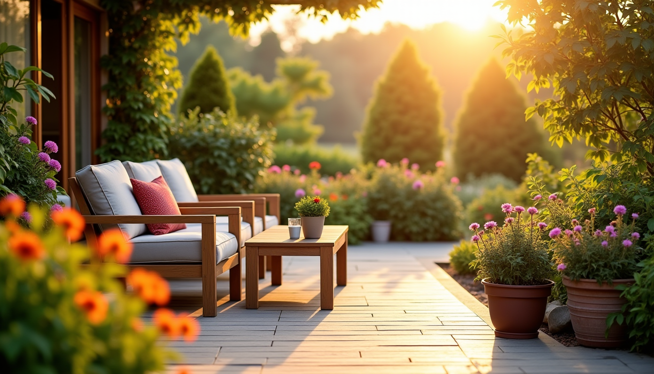 Illustration : les jardins et terrasses accessibles contribuent au bien-être — prix d'un projet complet de mobilier pour maison de retraite