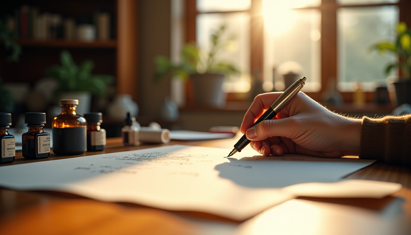 Illustration : les artistes et calligraphes apprécient particulièrement la possibilité — mécanisme rotatif versus capuchon : quelle ergonomie privilégier