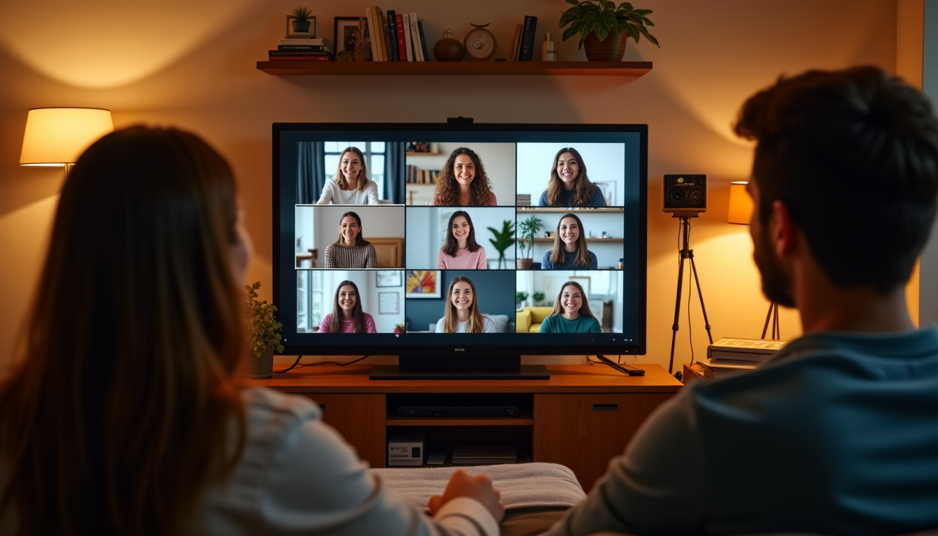 Illustration : plateformes de visioconférence multiple mensuelle réunions familiales virtuelles, — maintenir des liens familiaux malgré la distance ?