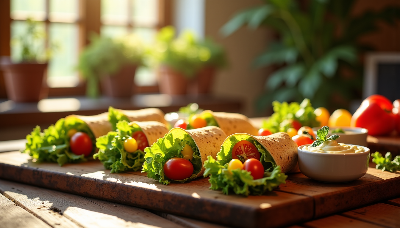 Illustration : pour un buffet complet qui marie différentes préparations, — préparer en quelques minutes un délicieux wrap apéro qui régalera tous vos invités ?