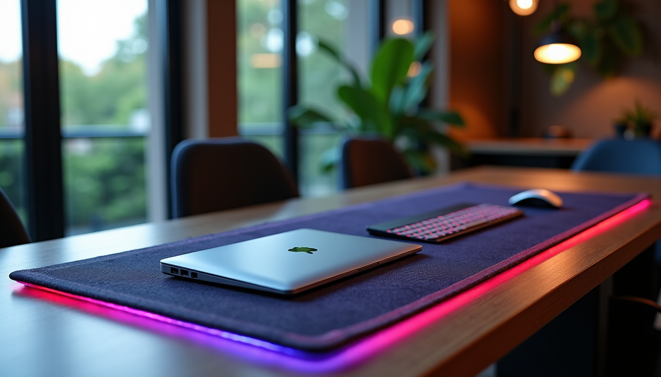 Illustration : la durabilité du système électronique mérite attention. un — prix d'un desk mat xxl : textile, simili cuir et fonctions rgb