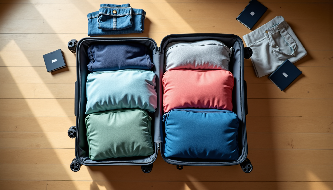 Illustration : testez les deux méthodes lors de vos premiers — organiser sa valise avec des cubes de rangement : méthode en 6 étapes