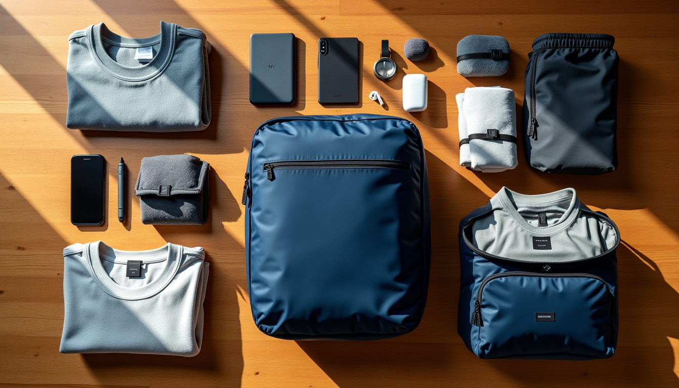 Illustration : un bagage bien organisé reflète un esprit serein. — premier voyage organisé : débuter avec une pochette imperméable et deux cubes
