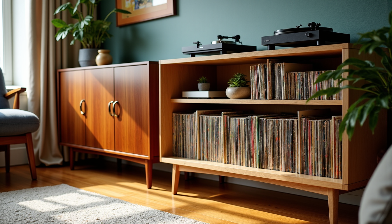 Illustration : un collectionneur averti adapte son système de rangement — buffet fermé ou étagères ouvertes : quelle solution pour vos vinyles