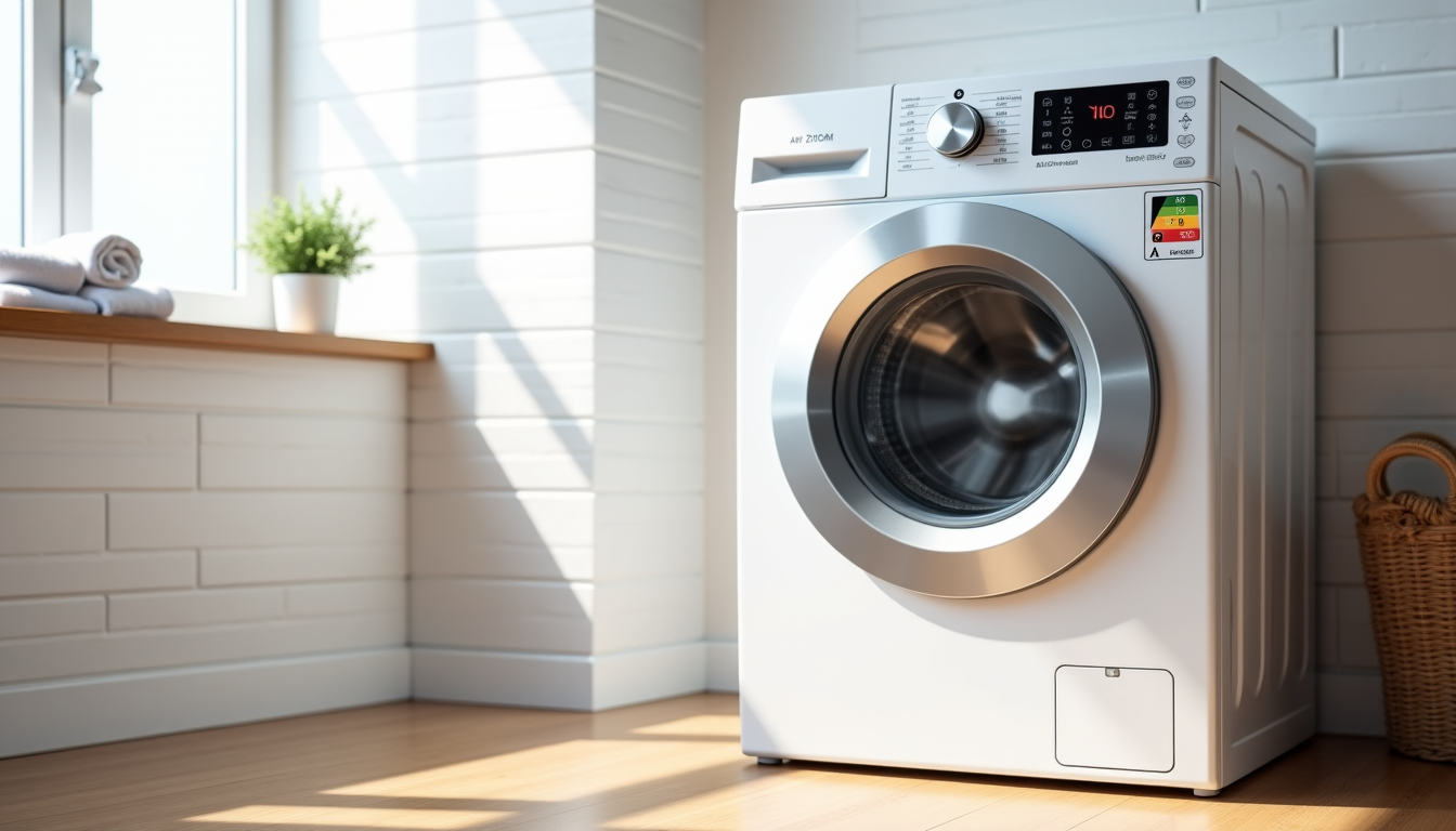 Illustration : l'étiquette énergétique européenne classe les appareils de a — lave-linge efficace : capacité adaptée, essorage puissant et faible consommation d'eau