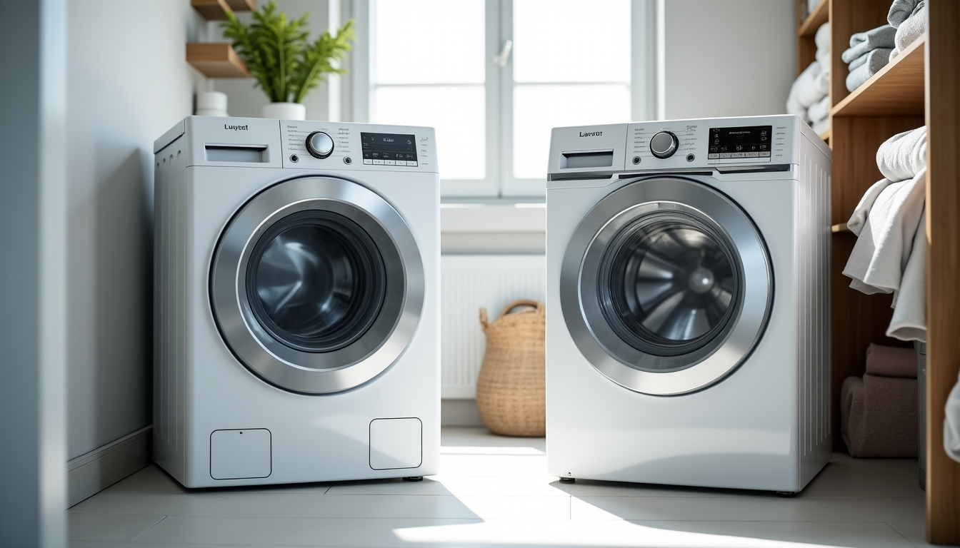 Illustration : les lave-linge à chargement vertical consomment généralement davantage — premier lave-linge : hublot ou top selon votre espace disponible